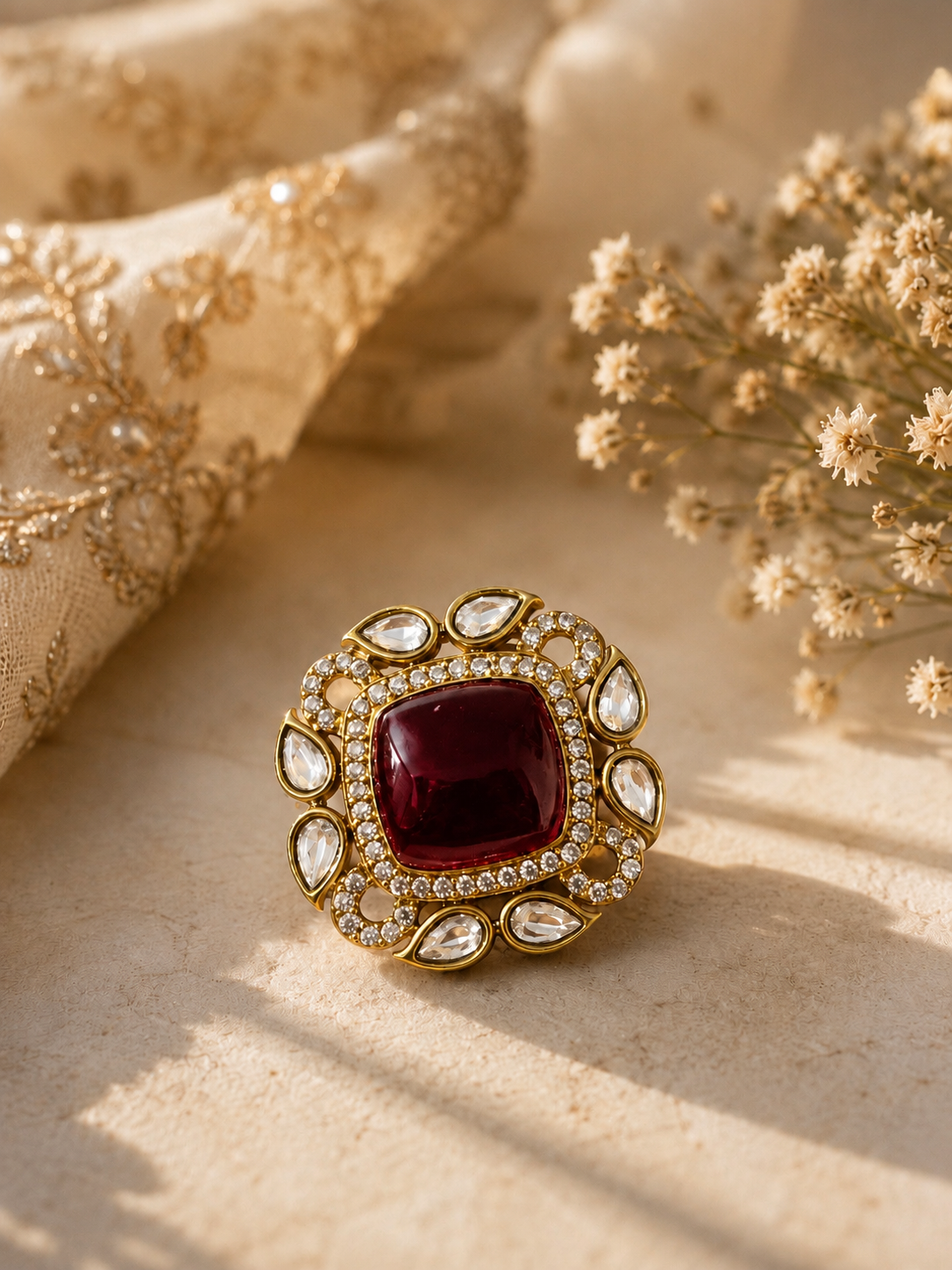 Adjustable Festive Vanya Red Ring