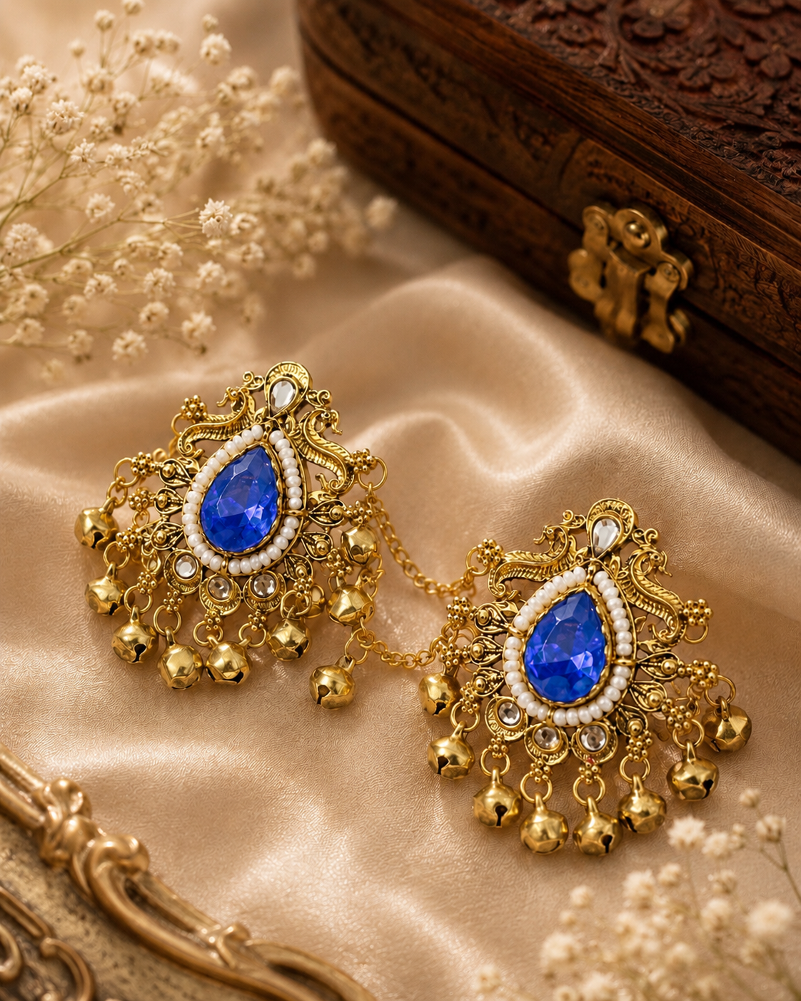 Adjustable Blue Kashmiri Ghungroo Ring