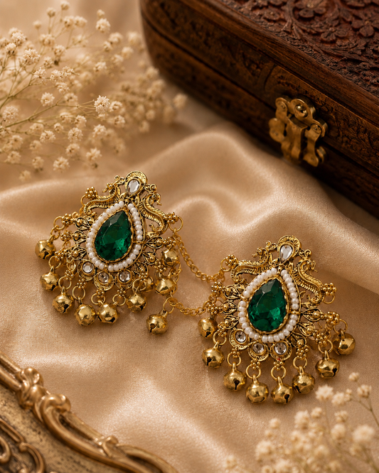 Adjustable Green Kashmiri Ghungroo Ring