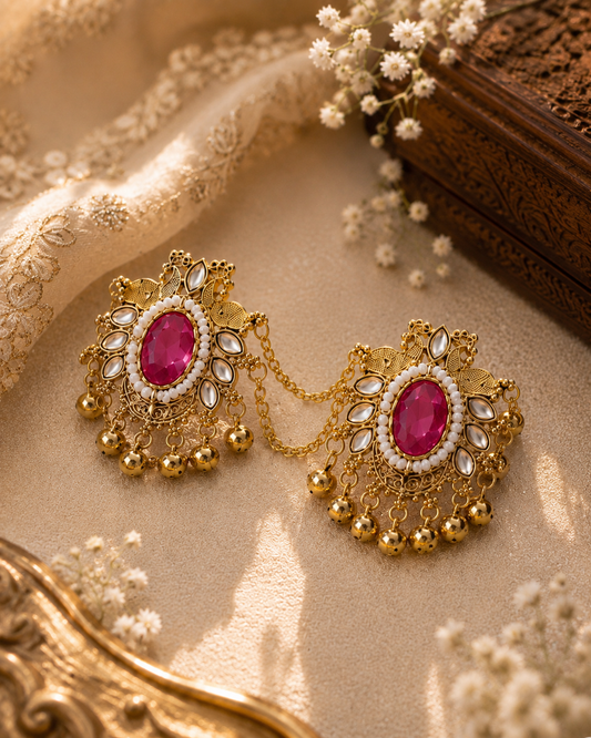 Adjustable Dark Pink Kashmiri Ring