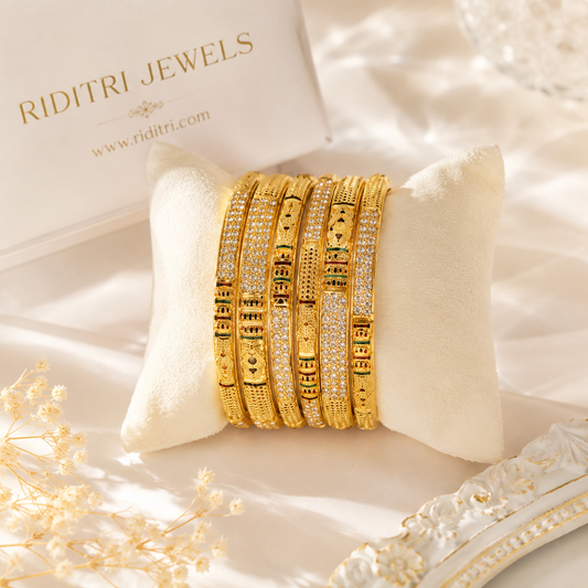 Vashira Gold Plated Bangles Set