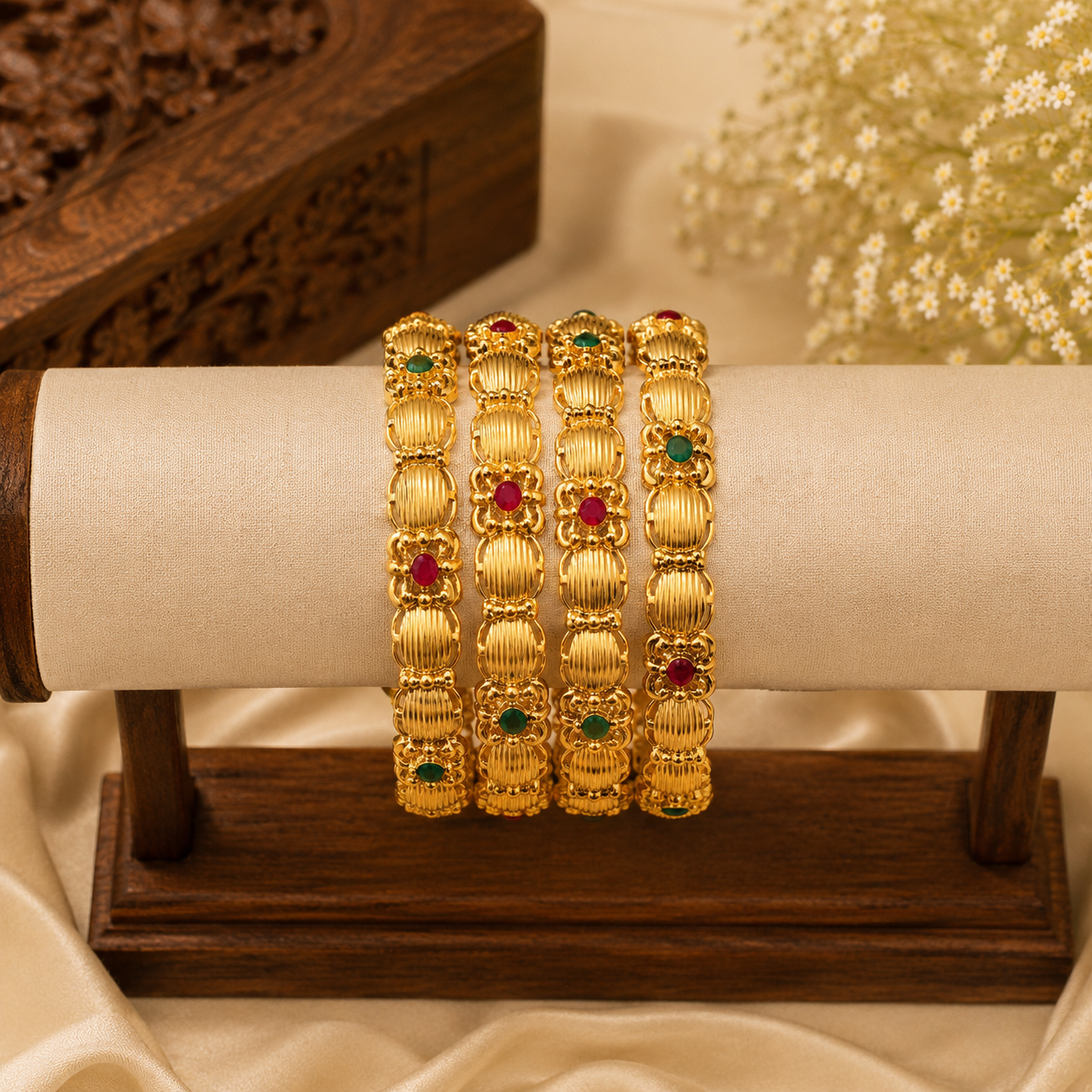 Asha Gold Meenakari Bangles Set