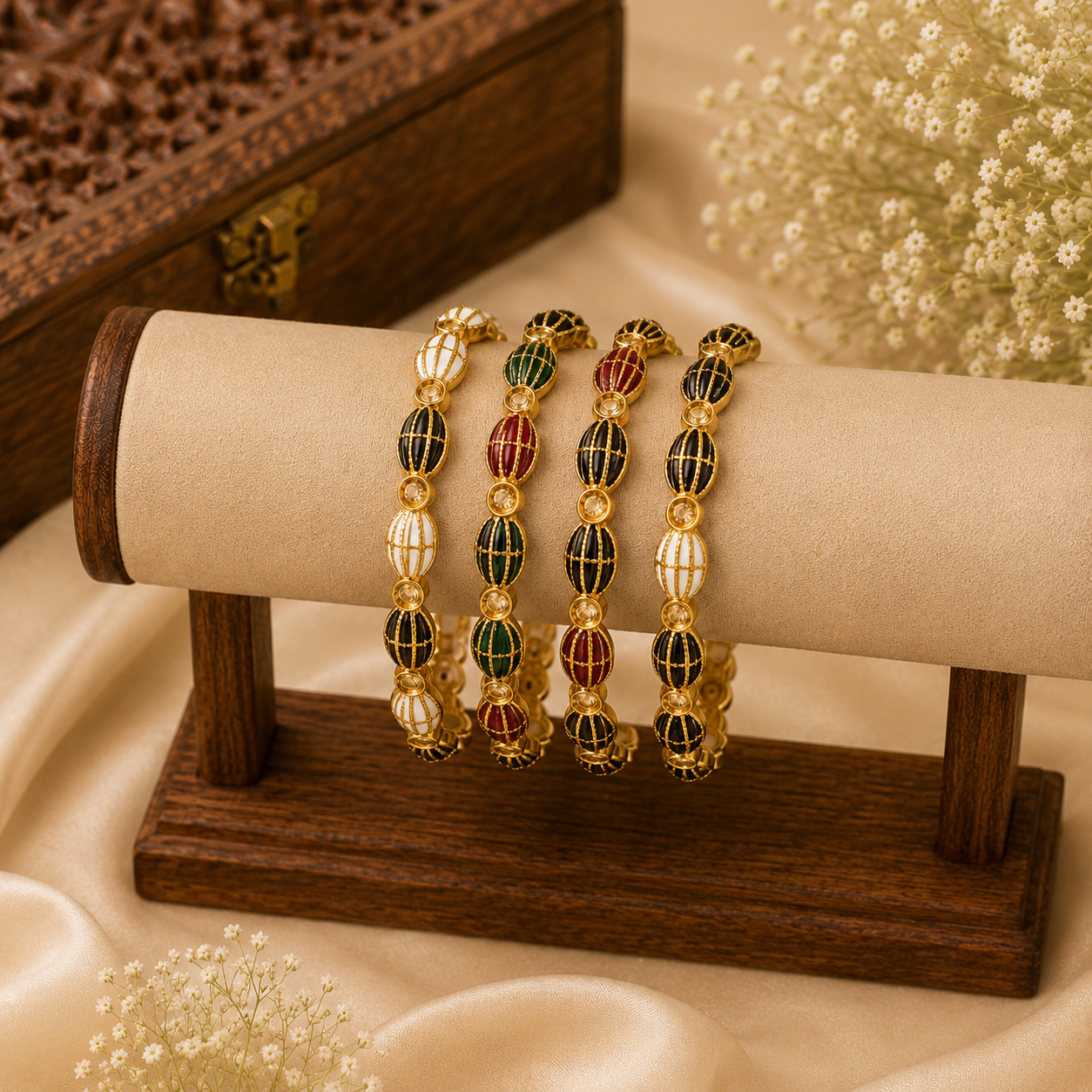 Samprada Gold Meenakari Bangles Set