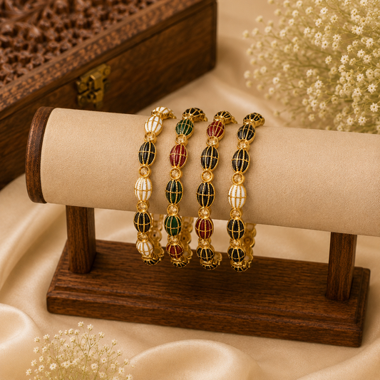 Samprada Gold Meenakari Bangles Set