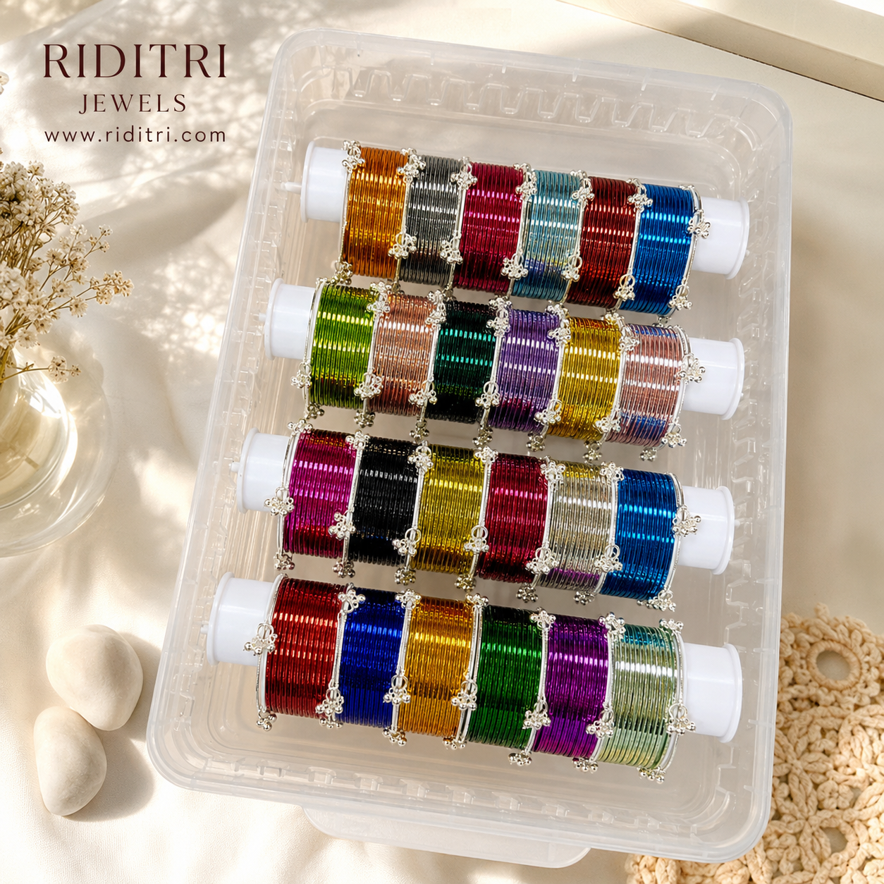 Glossy Metal with Kashmiri Ghungroo Bangles Box