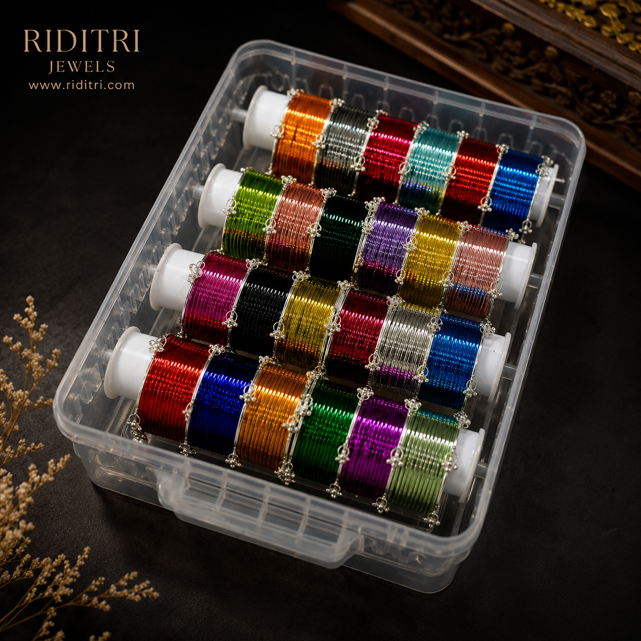 Glossy Metal with Kashmiri Ghungroo Bangles Box