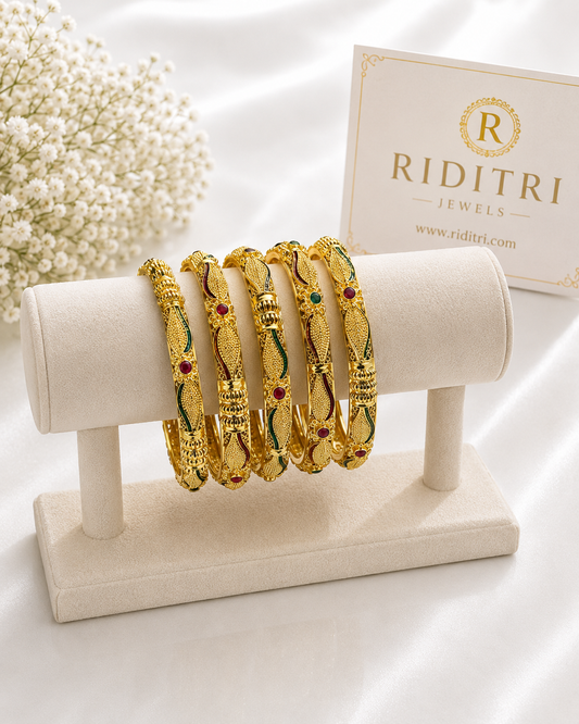 Swarna Aura Gold Plated Bangles Set
