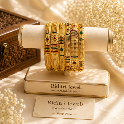Vaayu Gold Plated Bangles Set