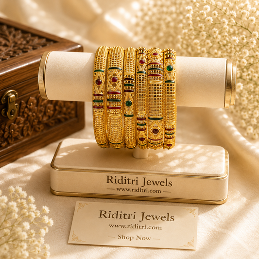 Vaayu Gold Plated Bangles Set