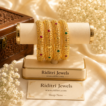 Sanyta Gold Plated Bangles Set