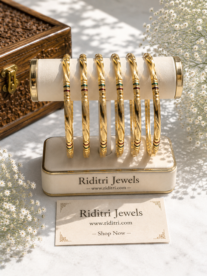 Sunehari Aura Gold Plated Bangles Set