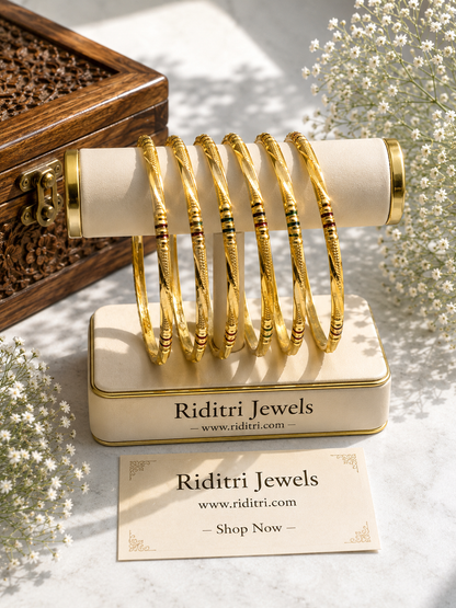 Sunehari Aura Gold Plated Bangles Set