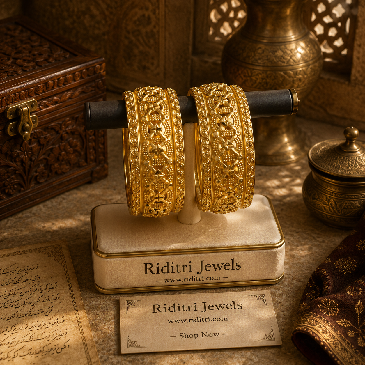 Sunehari Broad Gold Plated Bangles