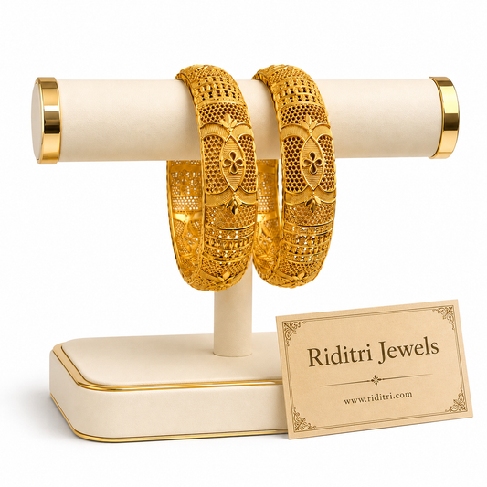 Abha Broad Gold Plated Bangles