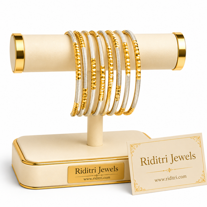 Noorani Two Tone Gold Plated Bangles Set