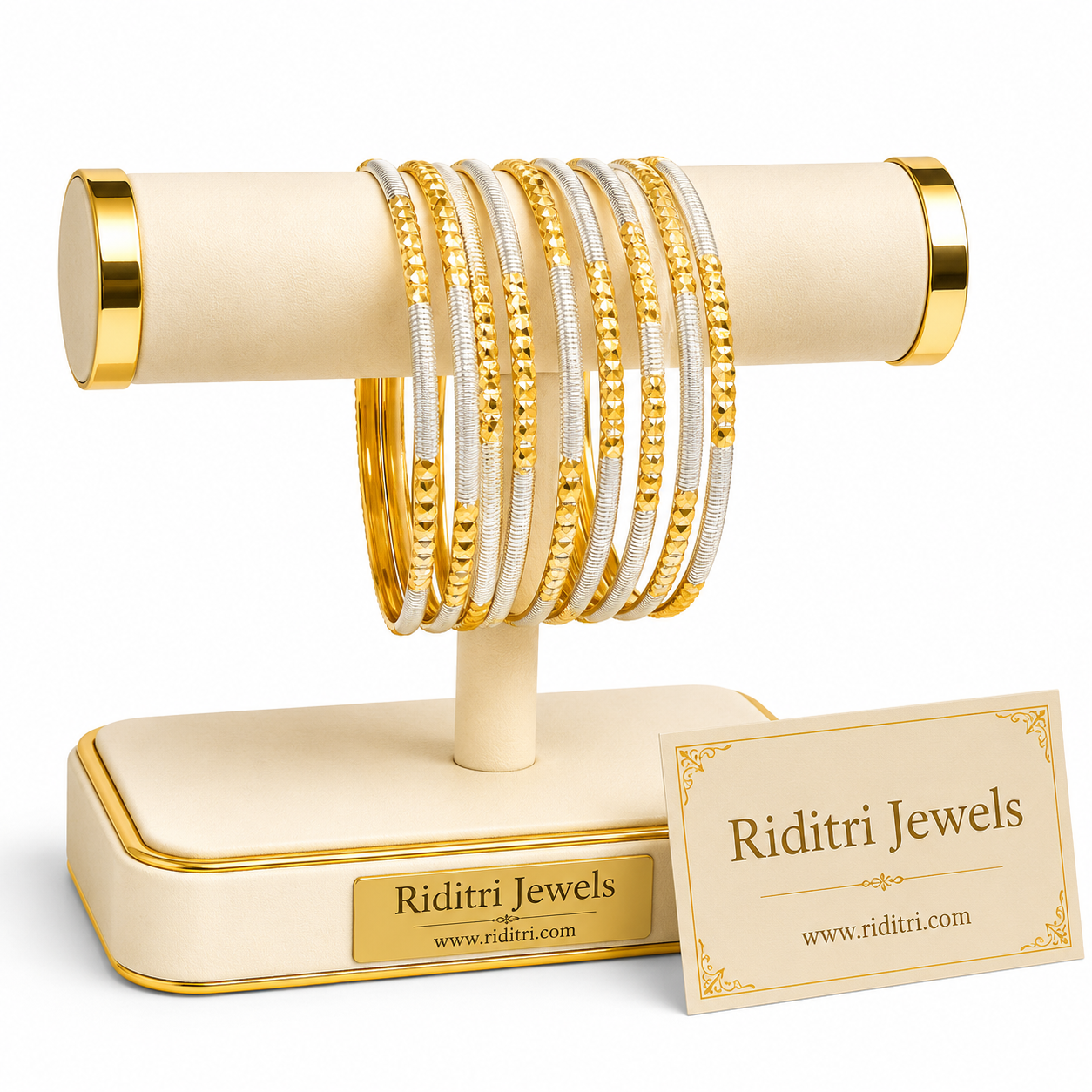 Noorani Two Tone Gold Plated Bangles Set