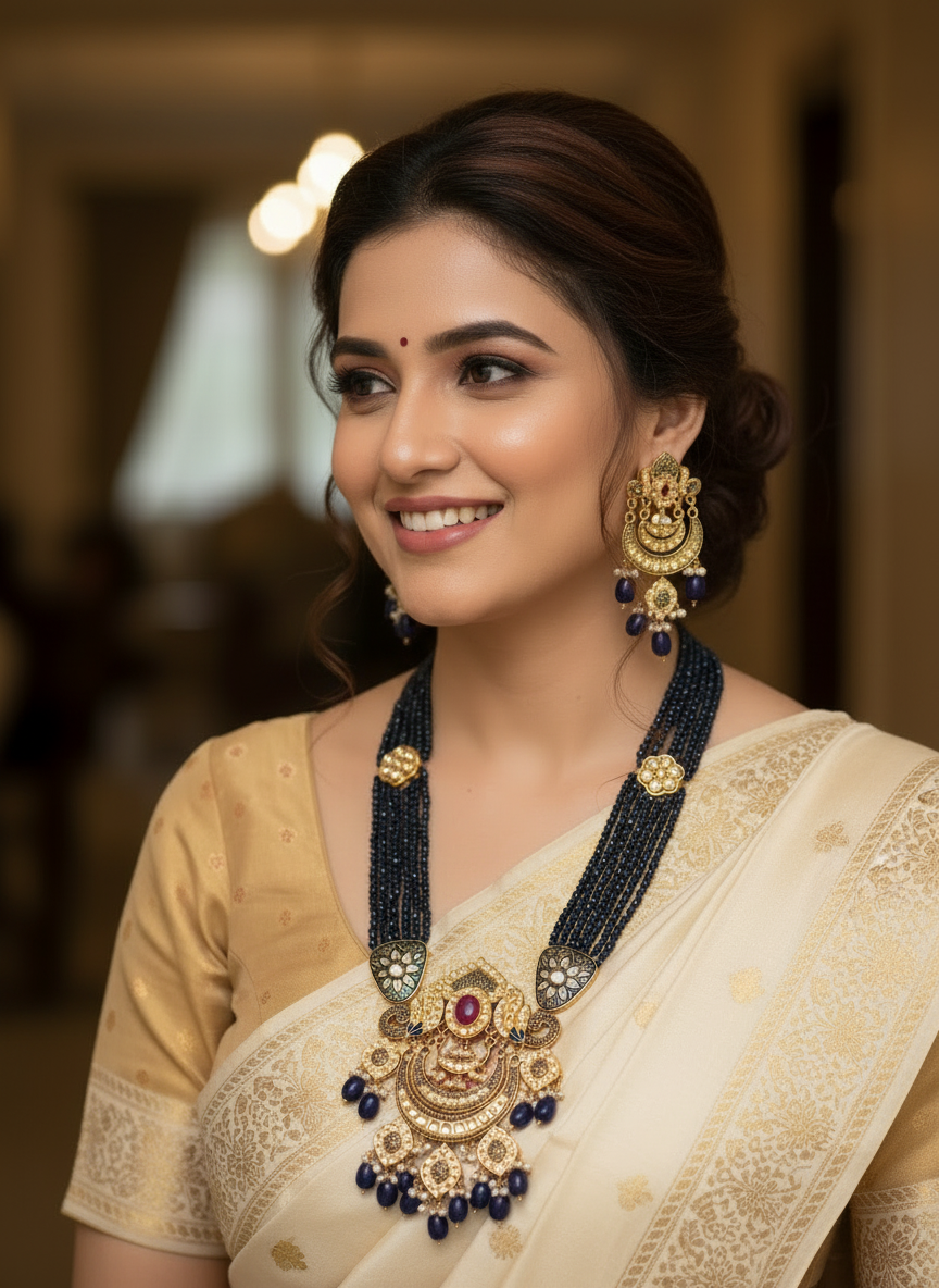 Vipasa Blue Long Necklace Set