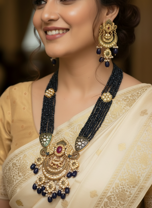 Vipasa Blue Long Necklace Set