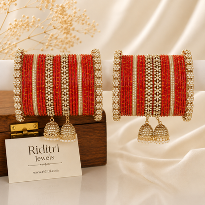 Viral Raindrop Glass Bangles Set_Maroon Set