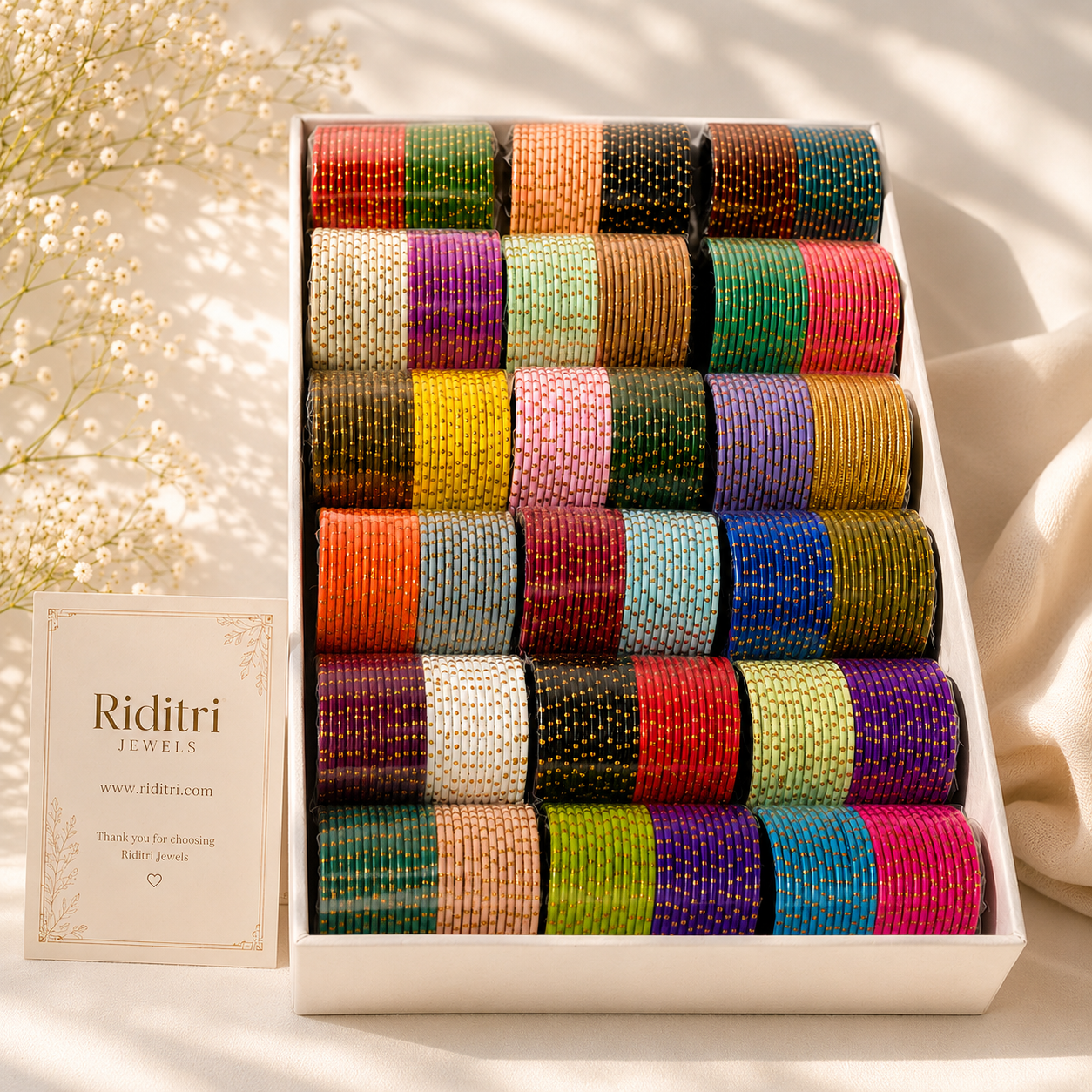 Matte Golden Dot Metal Bangle Box-36 Dozen