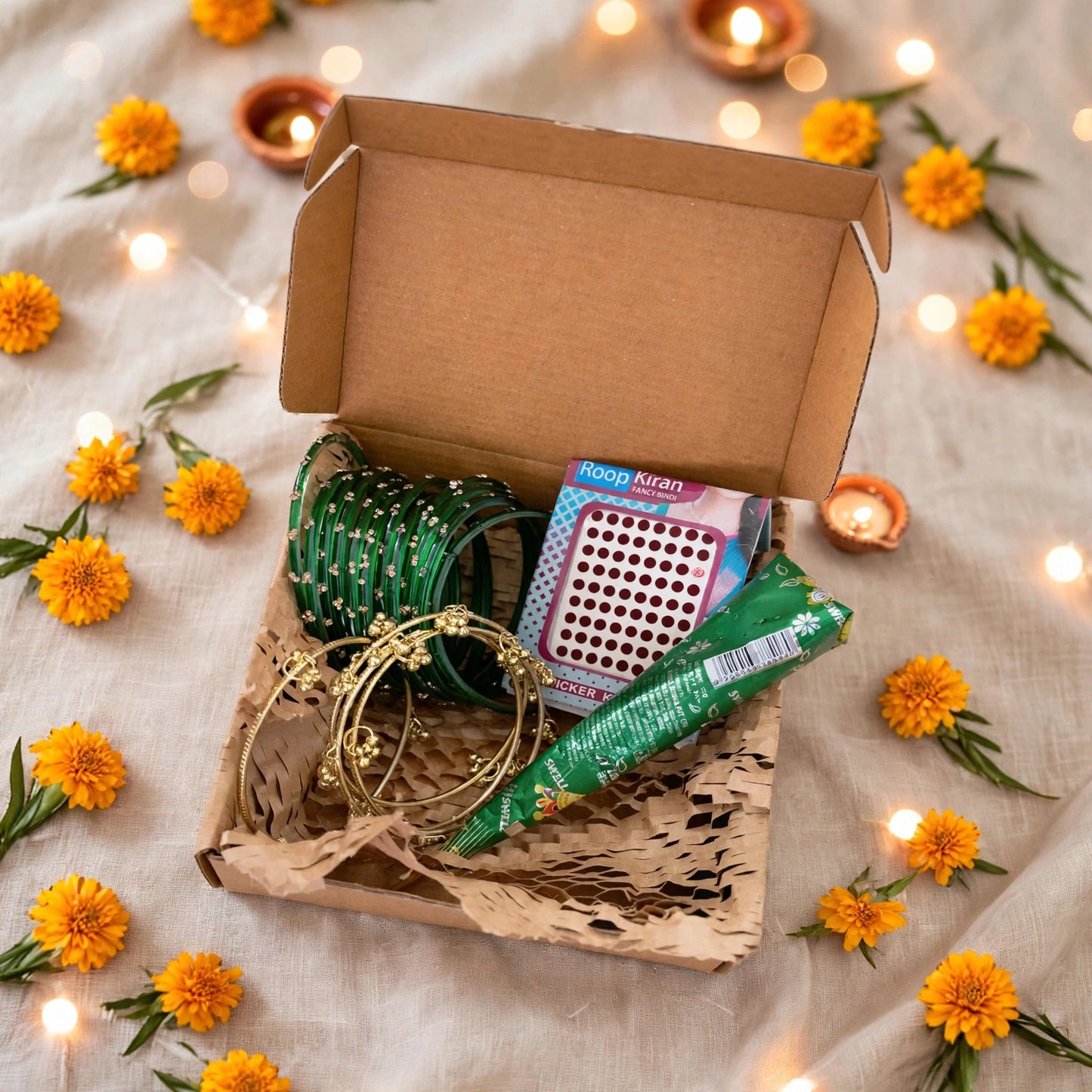 Viral Kashmiri Ghungroo Green Glass Bangle Saawan Hamper