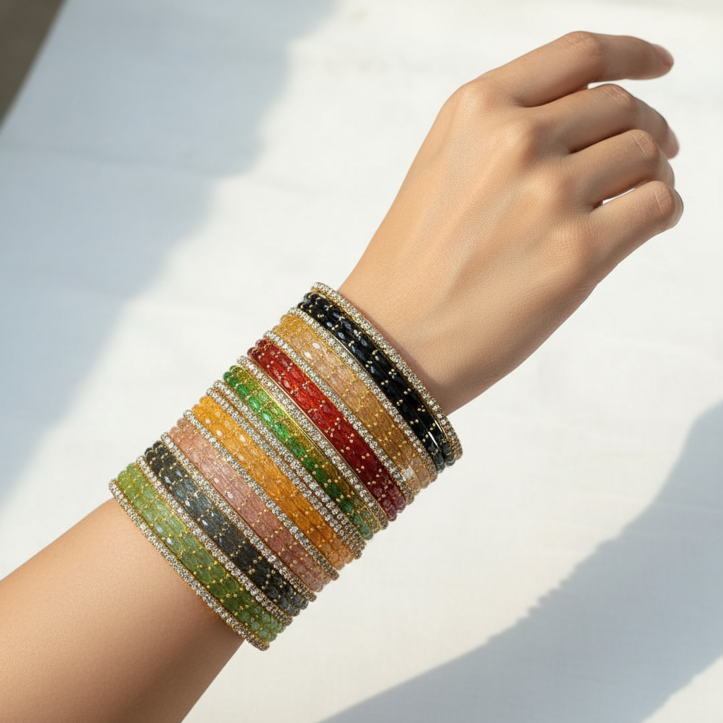 Raindrop Glass Mini Bangle Set