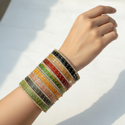 Raindrop Glass Mini Bangle Set