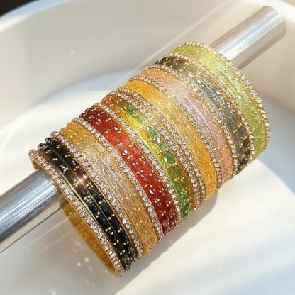 Raindrop Glass Mini Bangle Set