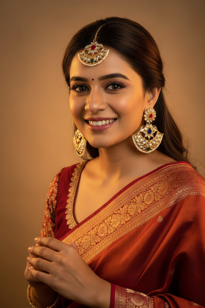 Sayara Multicolor Earrings with Maang Tika