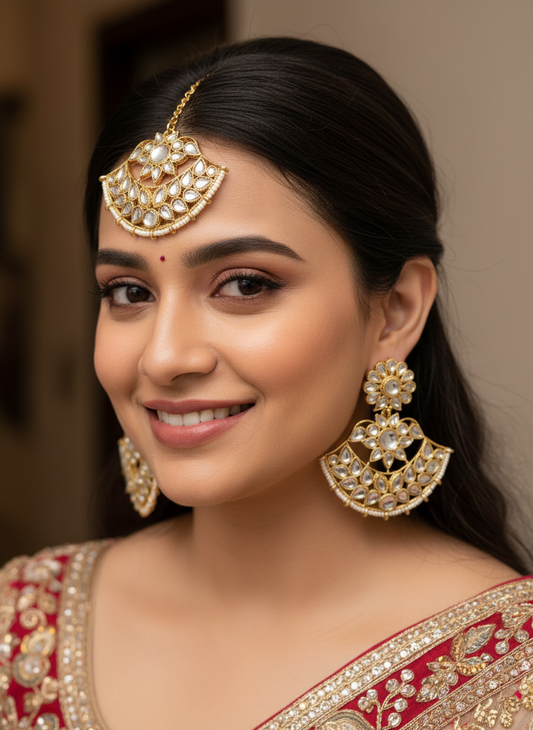 Sayara Earrings with Maang Tika