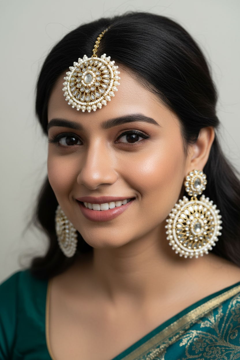 Ayesha Earrings with Maang Tika