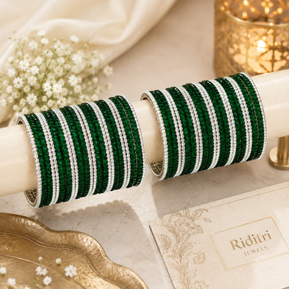 Viral Green Rain Glass Bangle Set