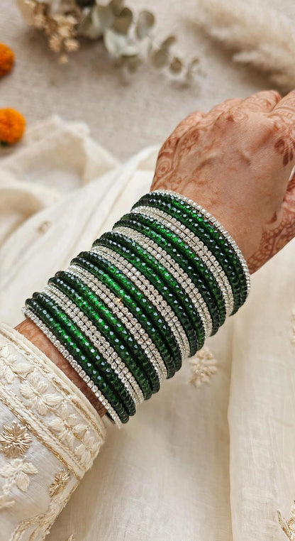 Viral Green Rain Glass Bangle Set