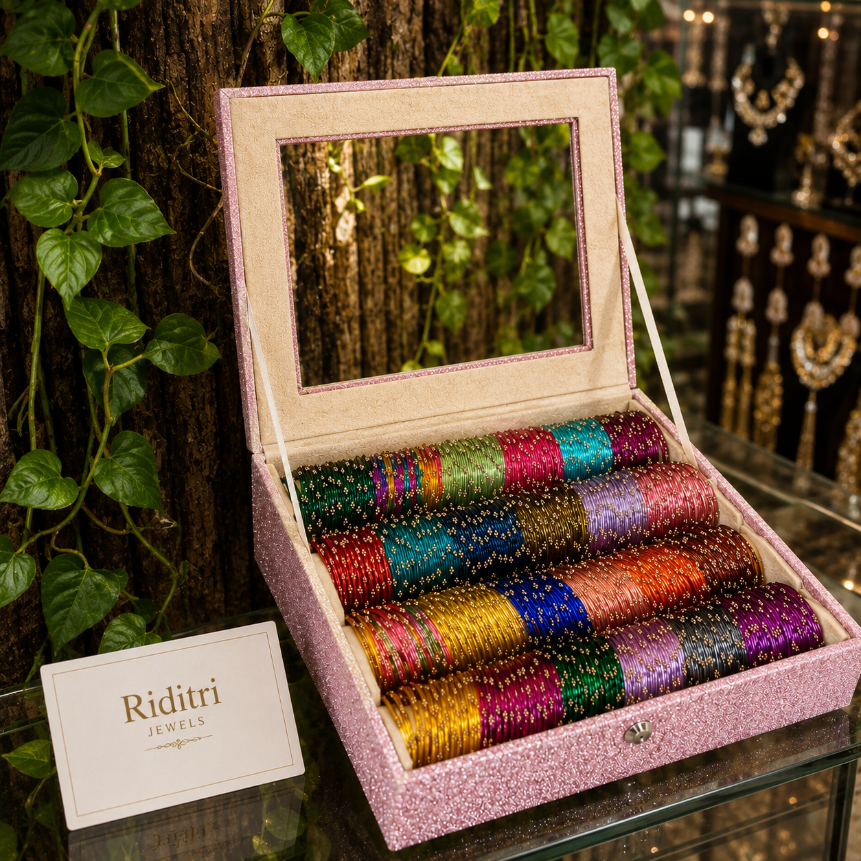 Viral Raindrop Glass Bangles Box-4 Rolls