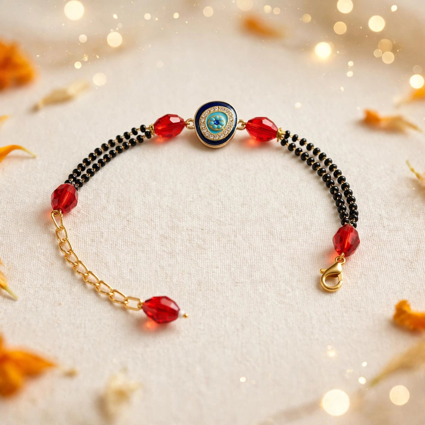 Adjustable Mangalsutra Bracelet-Red