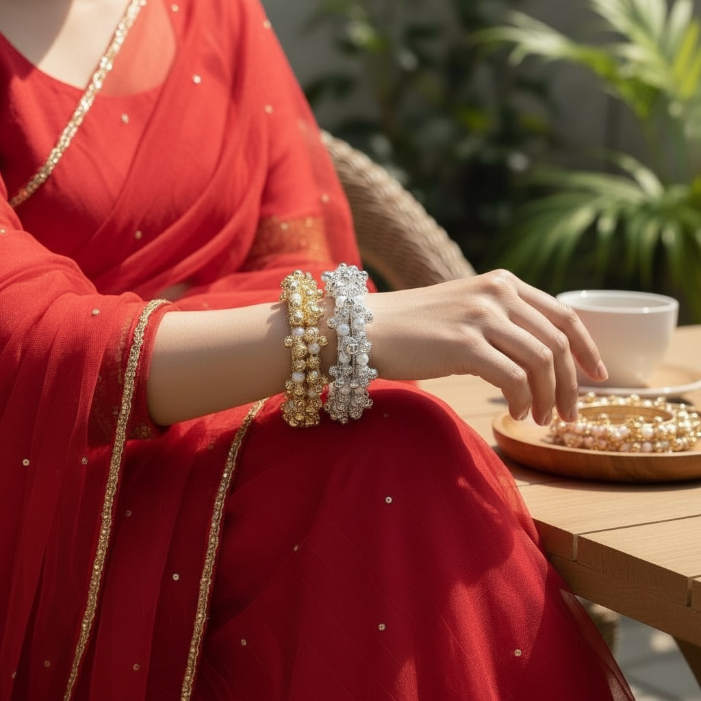 Kashmiri Moti Ghungroo Kada Bangles