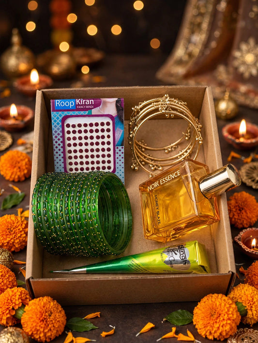 Viral Kashmiri Ghungroo Green Glass Bangle Saawan Hamper with Perfume