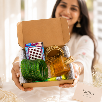 Viral Kashmiri Ghungroo Green Glass Bangle Saawan Hamper with Perfume