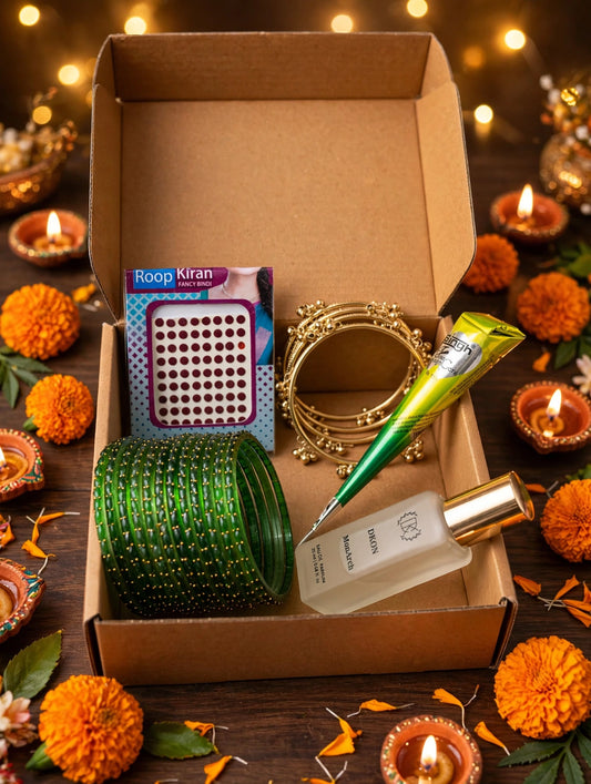 Viral Kashmiri Ghungroo Green Glass Bangle Saawan Hamper