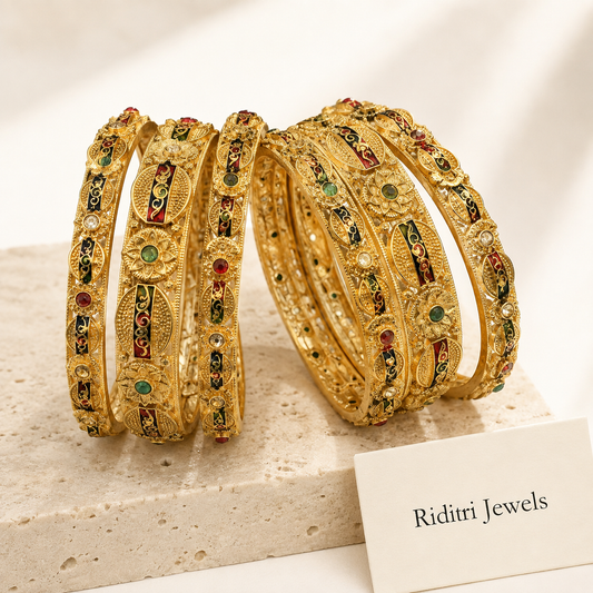 Savaraa Gold Plated Bangles Set