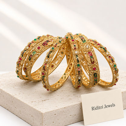 Savaraa Gold Plated Bangles Set