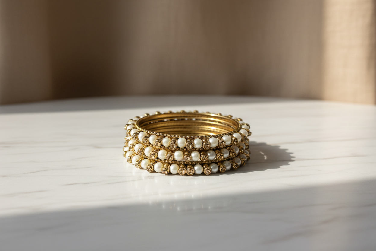 Vedika Pearl Bangle Set- Kada