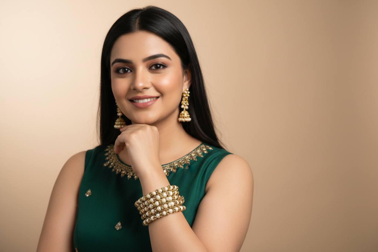 Vedika Pearl Bangle Set- Kada