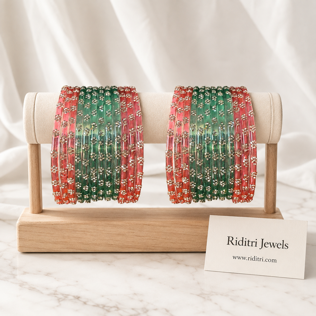 Flower Design Glass Bangles-design1