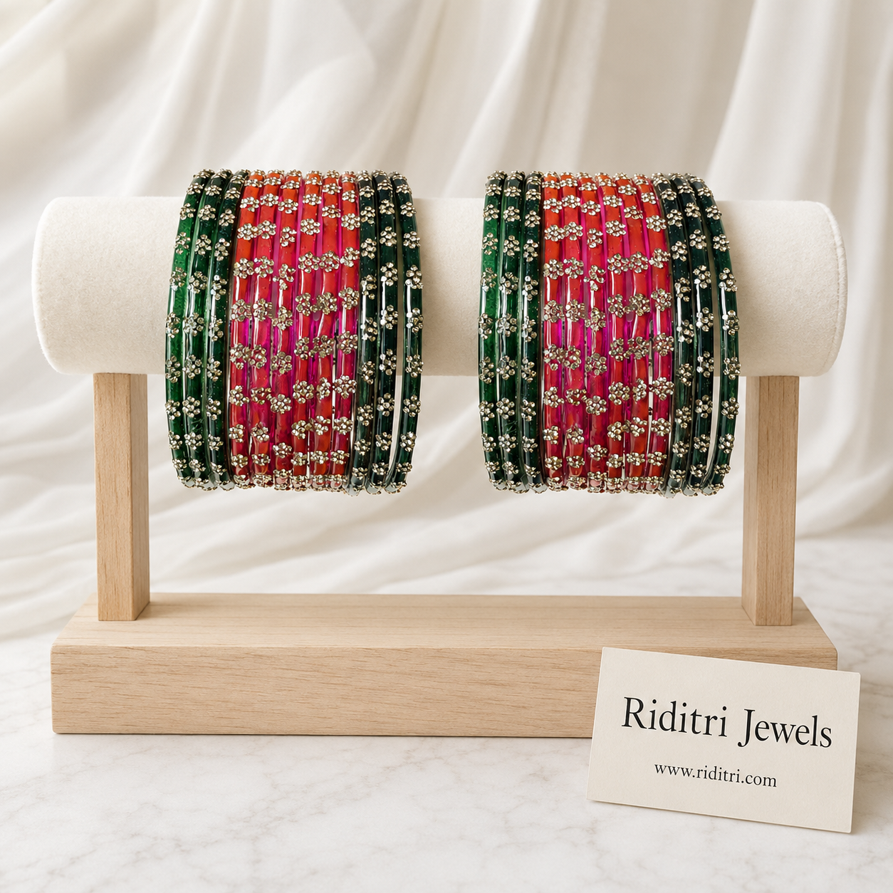 Flower Design Glass Bangles-Trendy Colors