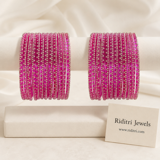 Rani Pink Luxury Glass Bangles
