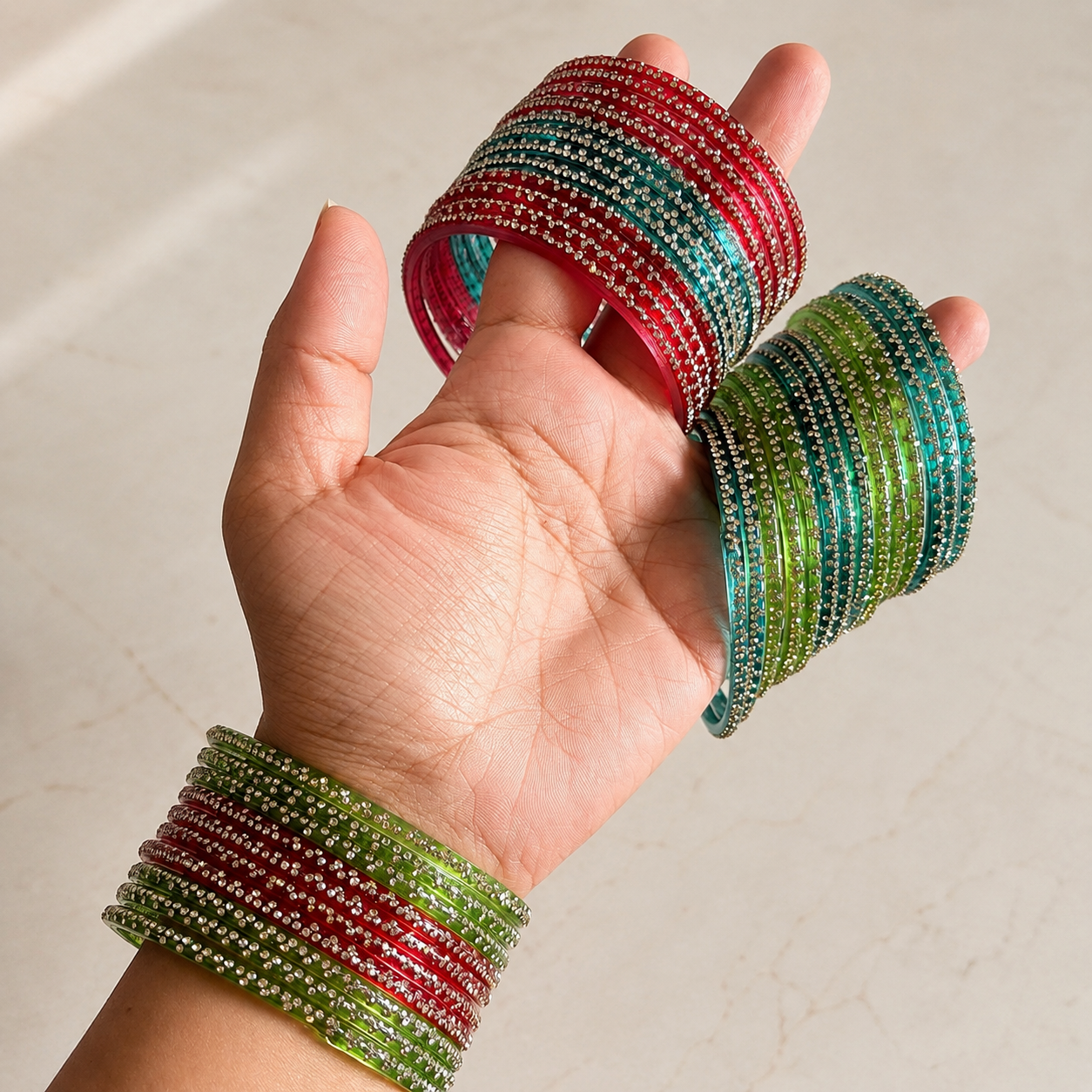 Glass Stone Mix Bangle Set_RDT0701