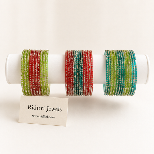 Glass Stone Mix Bangle Set_RDT0701