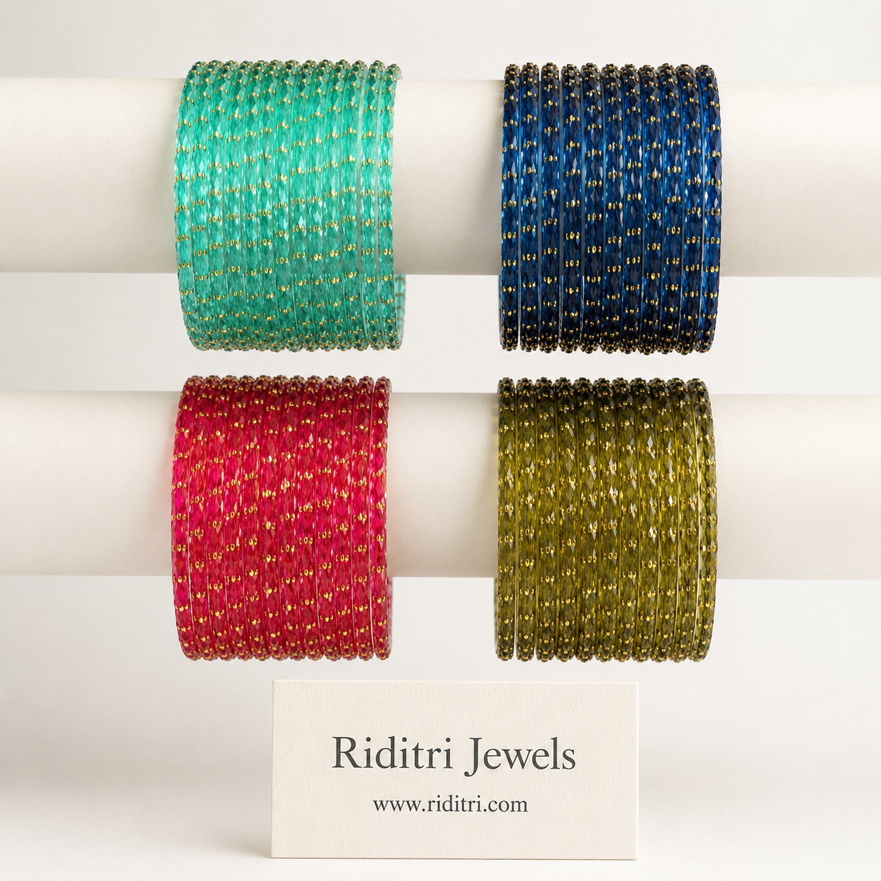 Shayala Raindrop Glass Bangles-4 Dozen