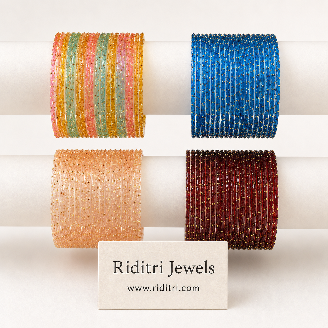 Sharaya Raindrop Glass Bangles-4 Dozen